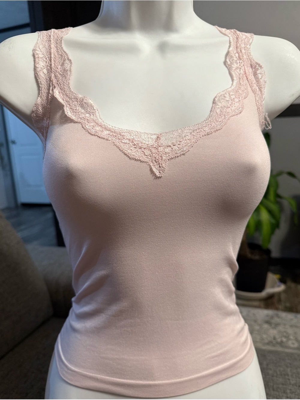 wild fable Blush Pink Lace-Trim Tank Top